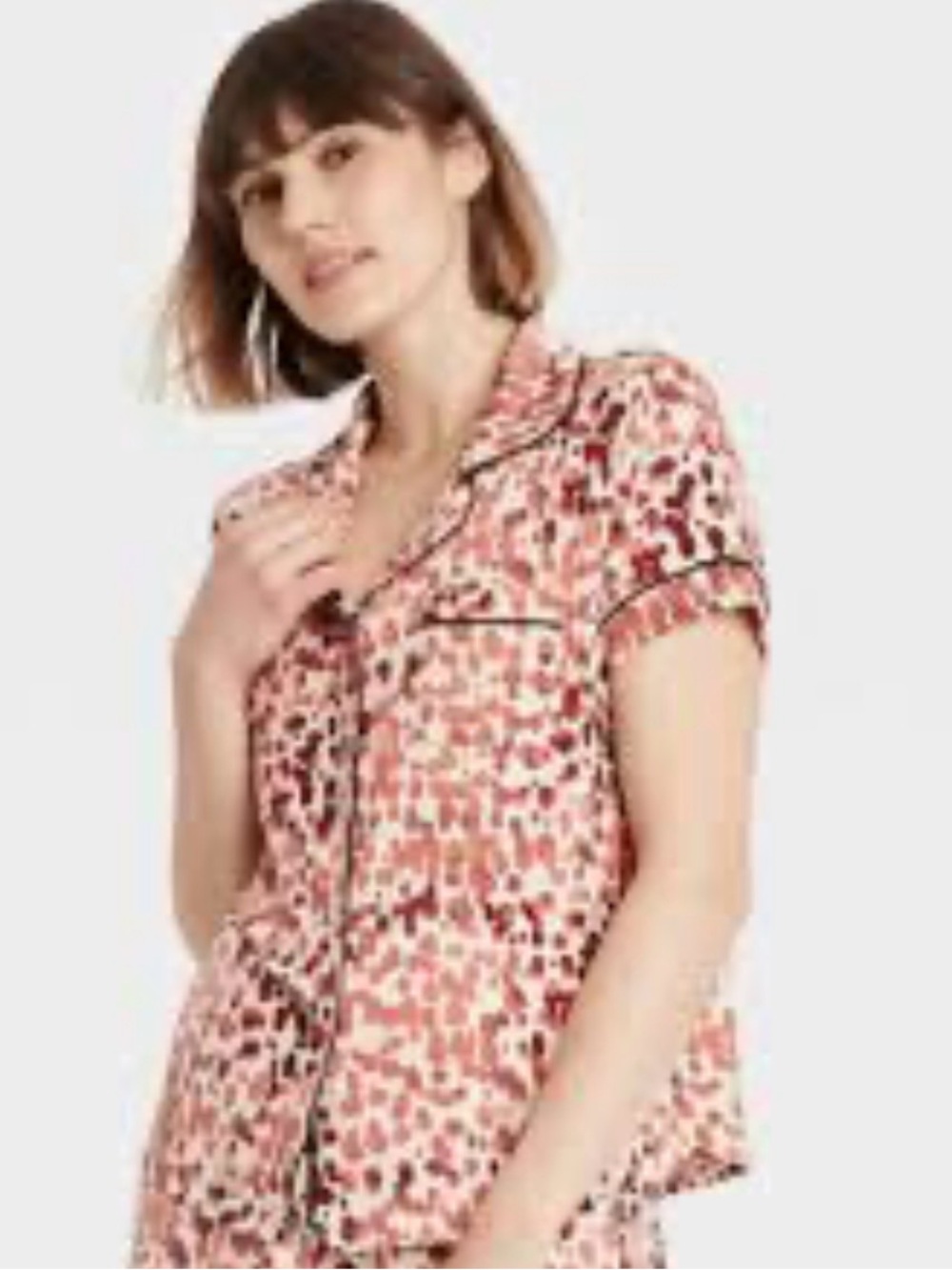 Short Sleeve Leopard Print Button-Up Top, long pants and shorts.